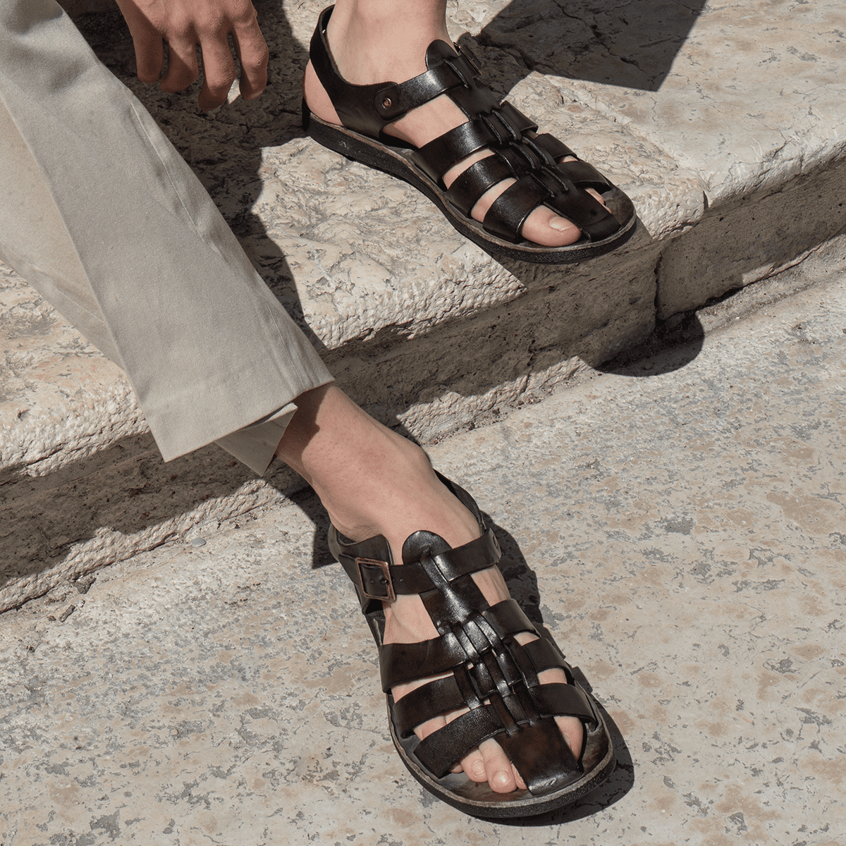 men's italian leather dress sandals Amazon.com | Santimon Mens Sandals Leather Dress Casual Shoes - Stylish Fashion Summer Fisherman Sandals with Adjustable Buckle & Breathable for Business Black 5.5 US